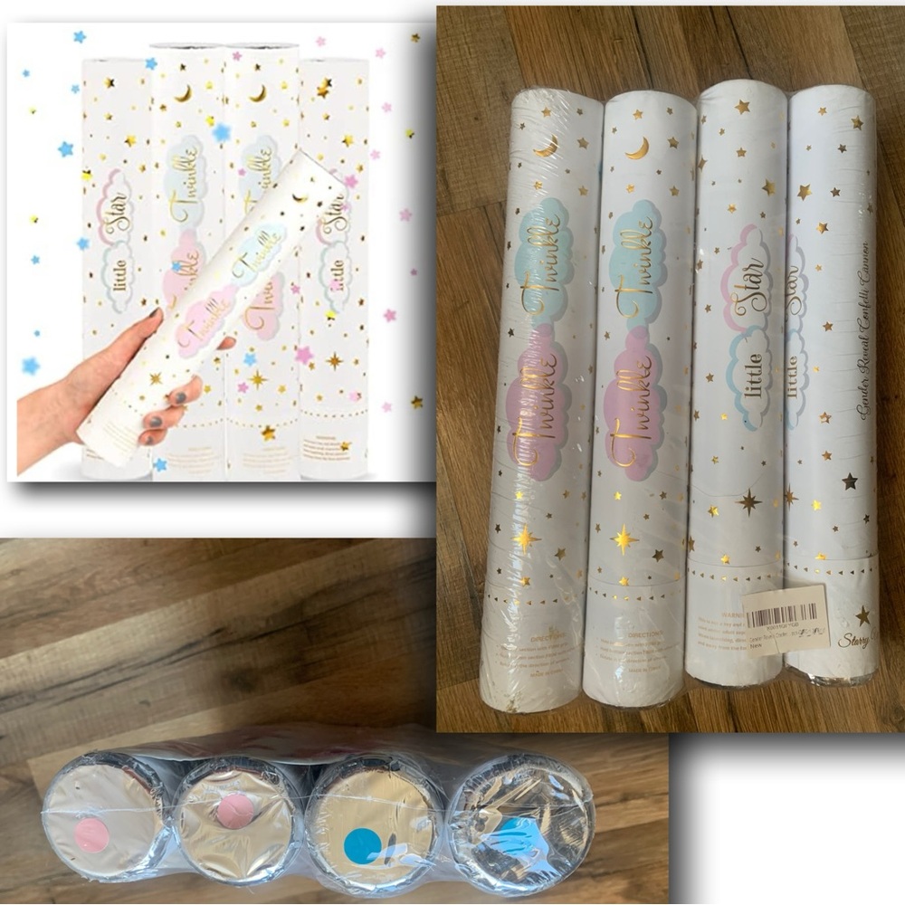 Gender Reveal Confetti Cannons   2/ Pink 2/ Blue